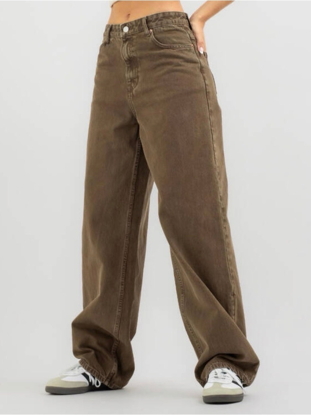 Dr. Denim Donna Wide Leg High-Rise Brown Jeans